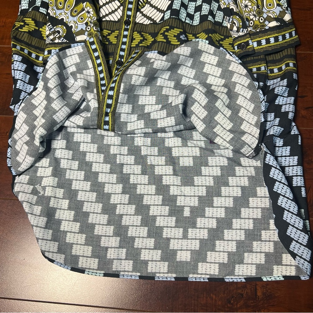 HALE BOB Alette Button Down Shift Mini Dress Chevron Checkered Size XS - Picture 7 of 11